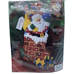 Plaid Bucilla Felt Stocking Down The Chimney 84947 Maria Stanziani Christmas